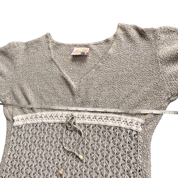 Vintage Santika Peru Boho Crochet Knit Top Cotton V Neck Empire Waist M - Picture 8 of 12